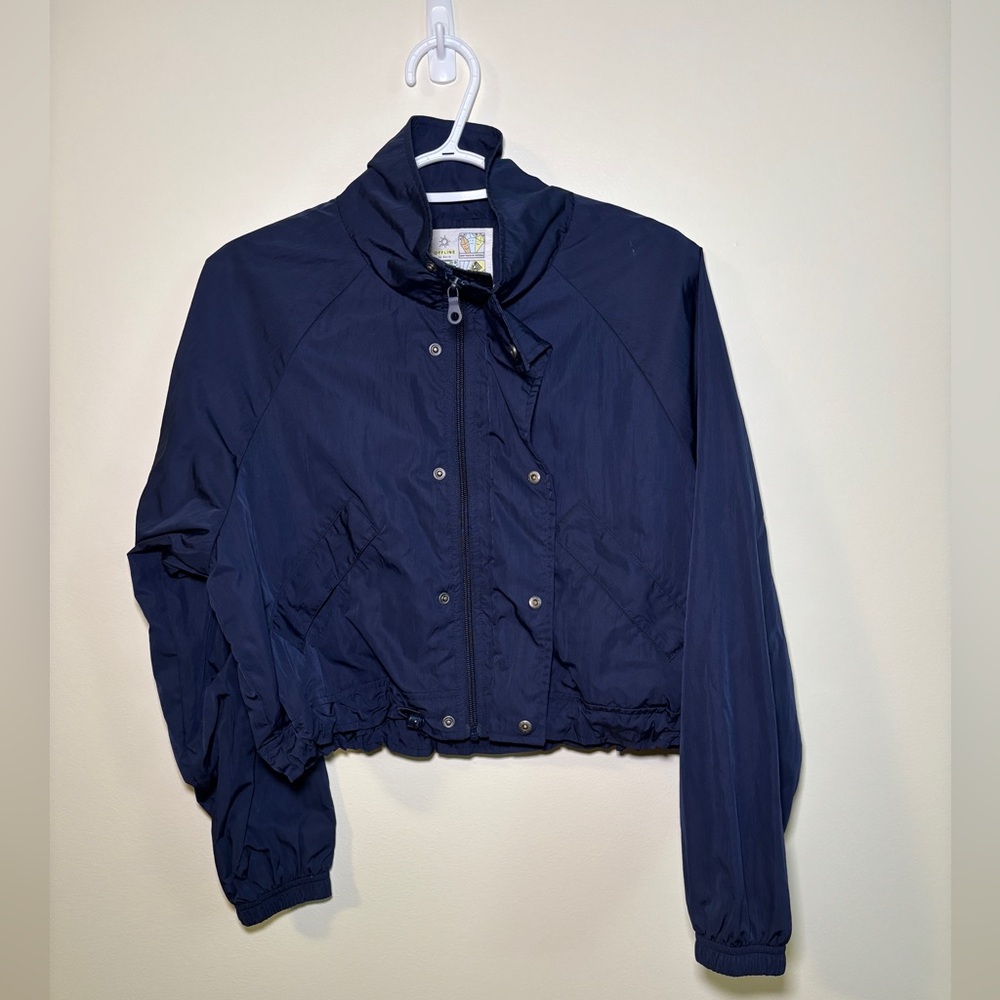 NWOT Aerie Offline Full Zip Navy Nylon Windbreaker size XS